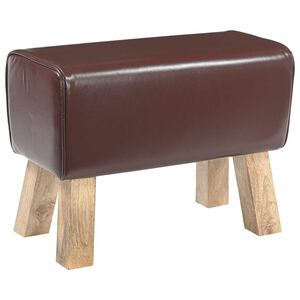 vidaXL Bench 60 x 30 x 45 cm Real Leather Dark Brown