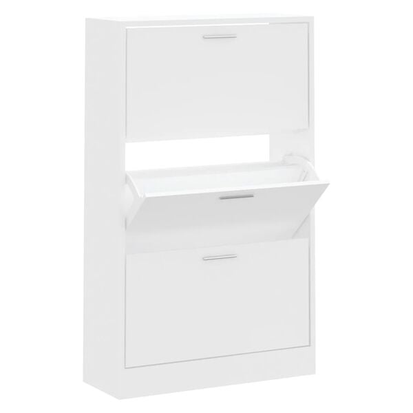 vidaXL Shoe Cabinet White 63x24x103 cm Engineered Wood