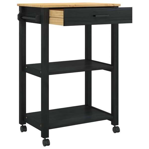 vidaXL Kitchen Trolley Plain Black 88.5 x 40 x 60 cm
