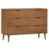 vidaXL Drawer Cabinet MOLDE Brown 113x40x80 cm Solid Wood Pine