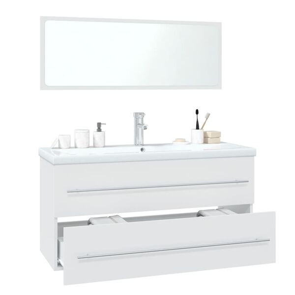 vidaXL Bathroom Furniture Set White Engineered Wood