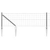 vidaXL Fence with Post Grey 0.4 x 25 m Steel and PVC