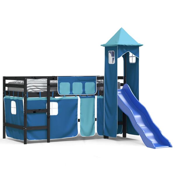 vidaXL Kids' Loft Bed with Tower without Mattress Blue 90x190 cm Single