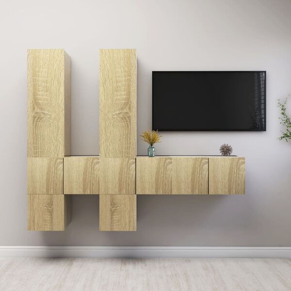 vidaXL 7 Piece TV Cabinet Set Sonoma Oak Engineered Wood