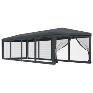 vidaXL Party Tent with 10 Mesh Sidewalls Anthracite 3x12 m HDPE