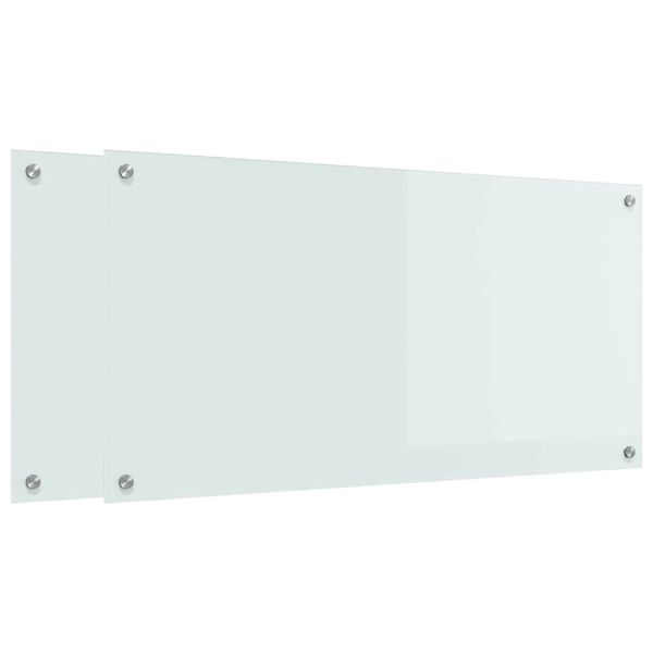 vidaXL Kitchen Backsplash 2 pcs White 100 x 50 cm Tempered Glass