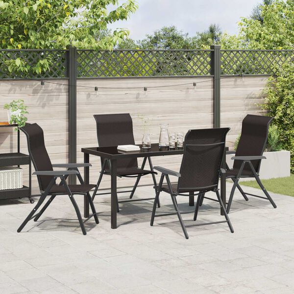 vidaXL Garden Dining Set 5 pcs Black coffee Poly rattan