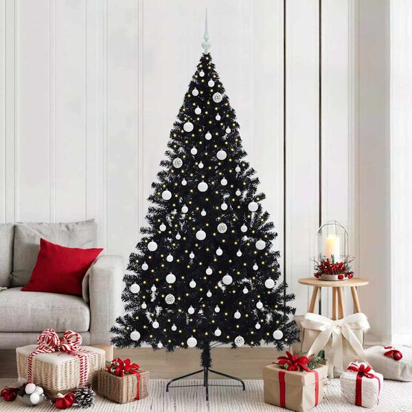 vidaXL Artificial Pre-lit Christmas Tree Black 210 cm PVC