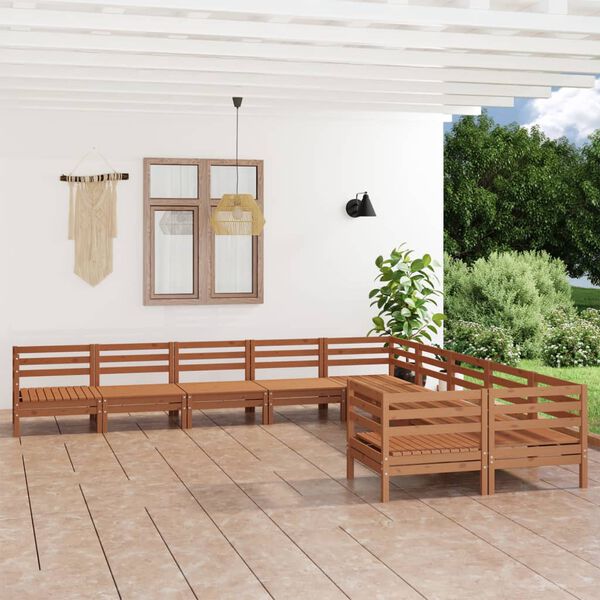 vidaXL 10 Piece Garden Lounge Set Honey Brown Solid Wood Pine
