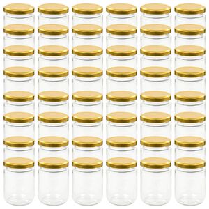 vidaXL Glass Jam Jars with Gold Lid 48 pcs 230 ml