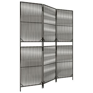 vidaXL Room Divider 3 Panels Grey Poly Rattan