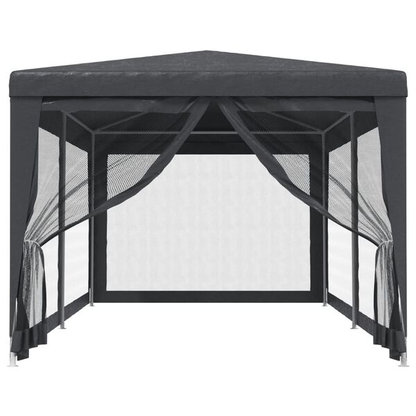 vidaXL Party Tent with 6 Mesh Sidewalls Anthracite 3x6 m HDPE