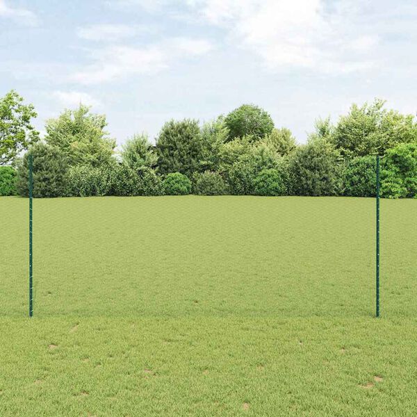 vidaXL Fence with Post Green 1.4 x 50 m Steel and PVC