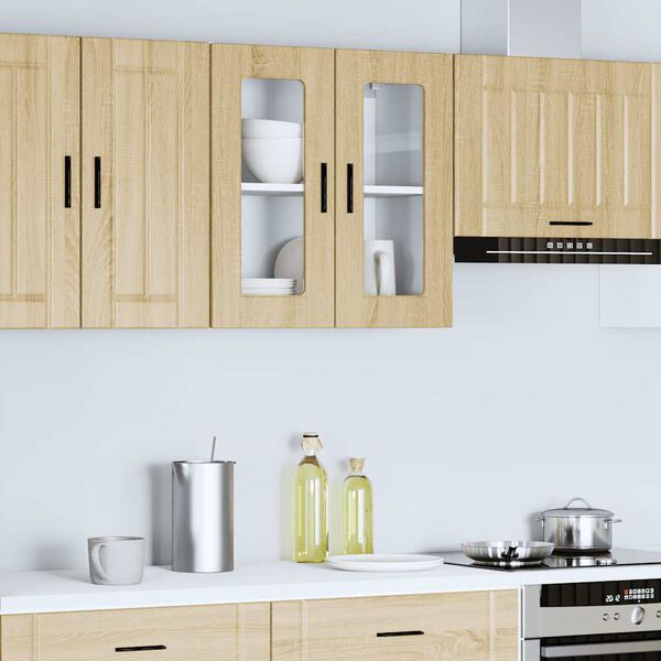 vidaXL Kitchen Wall Cabinet with Glass Door Porto Sonoma Oak