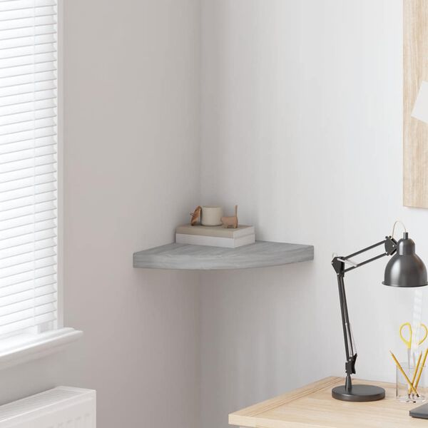 vidaXL Wall Corner Shelf Concrete Grey 35x35x3.8 cm MDF