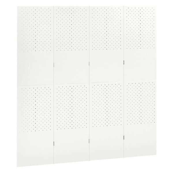 vidaXL 4-Panel Room Divider White 160x180 cm Steel