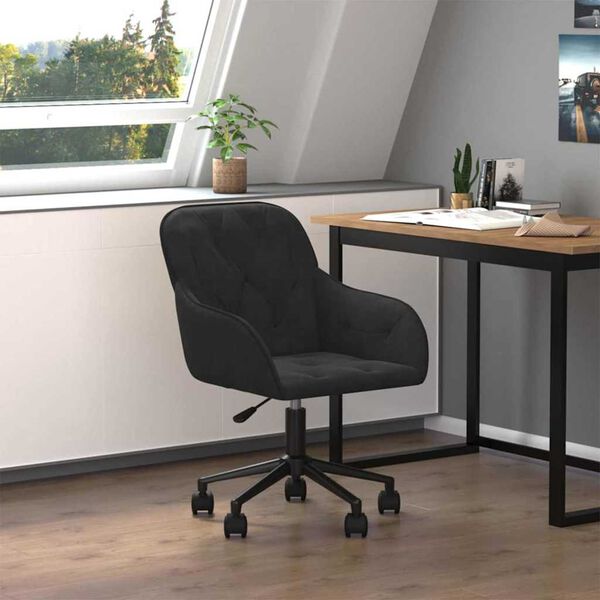 vidaXL Office Chair Height Adjustable Black 56 x 61.5 x 72 cm Velvet