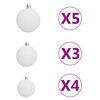 vidaXL 60 Piece Christmas Ball Set with Peak and 150 LEDs White&Gey