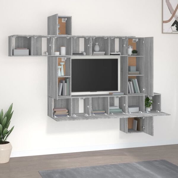 vidaXL 10 Piece TV Cabinet Set Grey Sonoma Engineered Wood