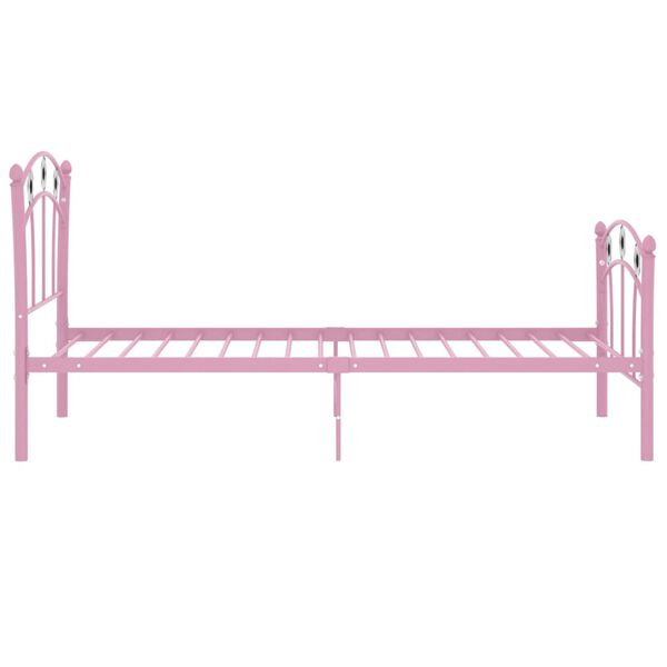 vidaXL Bed Frame without Mattress Pink Metal 90x200 cm