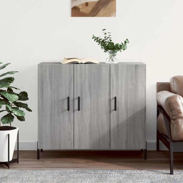 vidaXL Sideboard Grey Sonoma 90x34x80 cm Engineered Wood