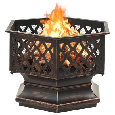 vidaXL Rustic Fire Pit with Poker 62x54x56 cm XXL Steel