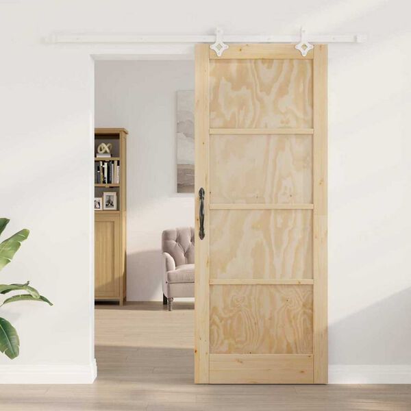 vidaXL Sliding Door Brown 83 x 211 cm Solid Pine Wood