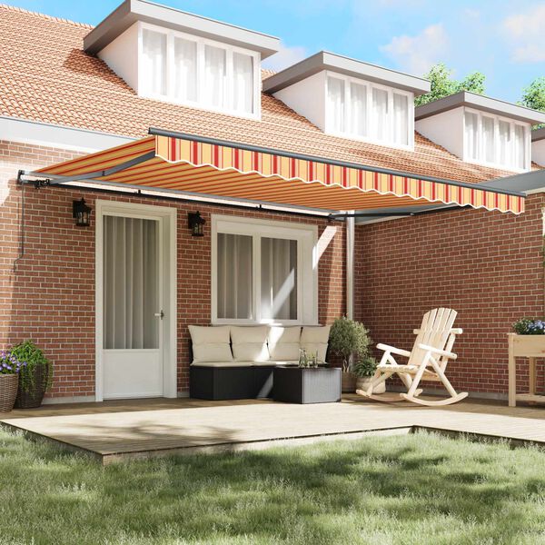 vidaXL Retractable Awning Manual Yellow and Orange 450 x 300 cm