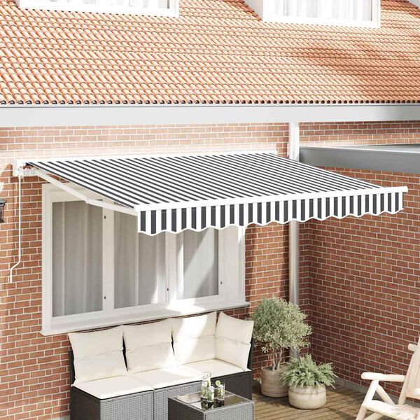 vidaXL Retractable Awning Manual Anthracite and White 250 x 200 cm
