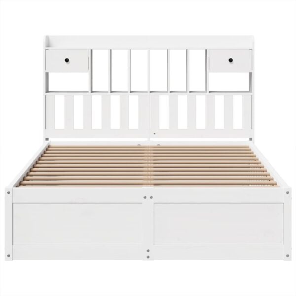 vidaXL Bed Frame without Mattress White 150x200 cm King Size Solid Wood Pine