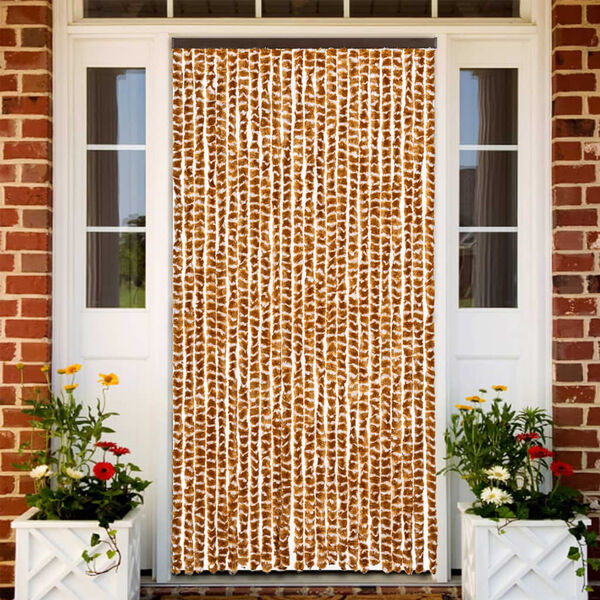 vidaXL Fly Curtain Ochre and White 100x230 cm Chenille