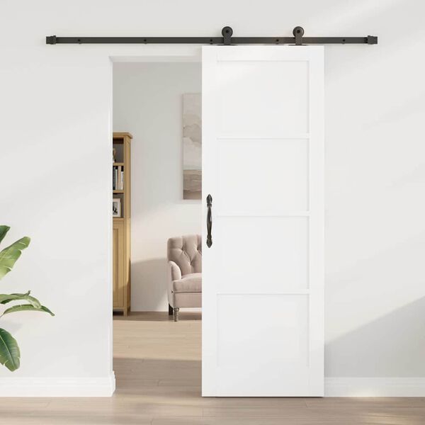 vidaXL Sliding Door White and Black 73.5 x 211 cm Solid Pine Wood