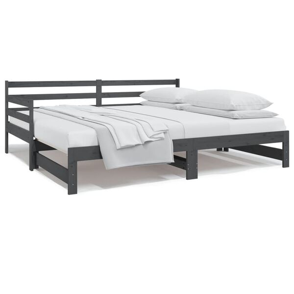vidaXL Pull-out Day Bed without Mattress Grey 2x(80x200)cm