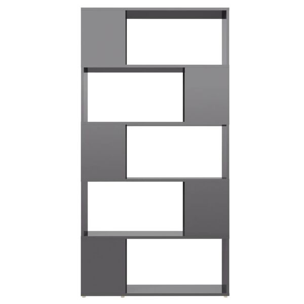 vidaXL Book Cabinet Room Divider High Gloss Grey 80x24x155 cm Engineered Wood