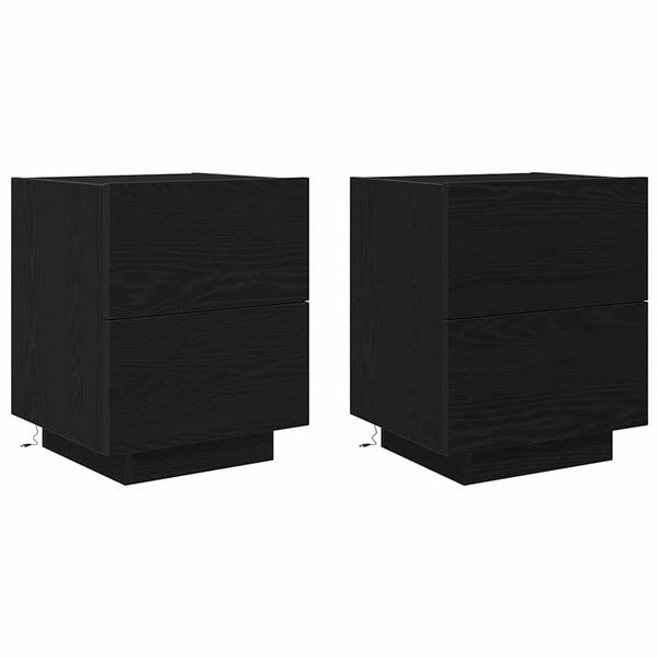 vidaXL Bedside Cabinet 2 pcs Black Oak 45 x 40 x 55 cm Engineered Wood