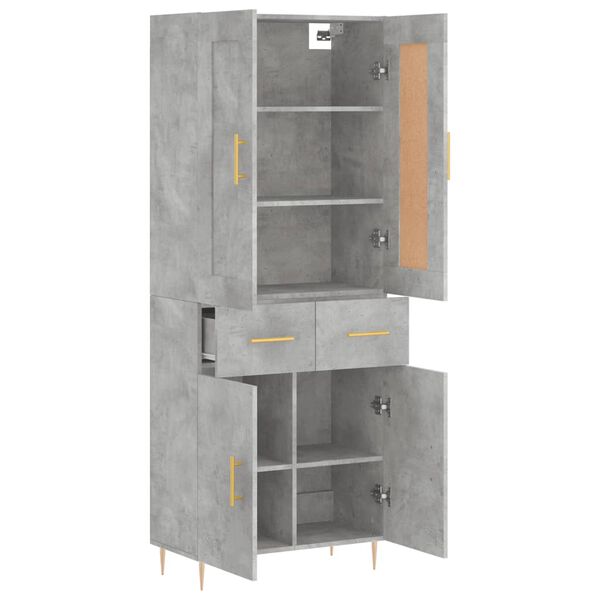 vidaXL Highboard Concrete Grey 69.5x34x180 cm Engineered Wood