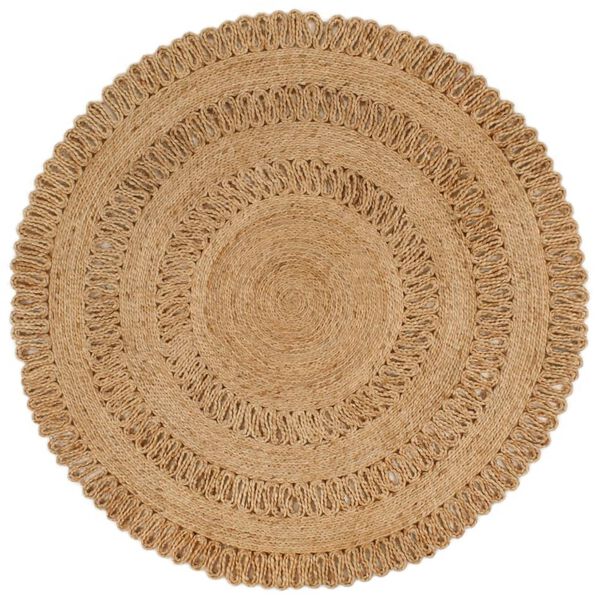 vidaXL Area Rug Hand-braided Jute 120 cm Round