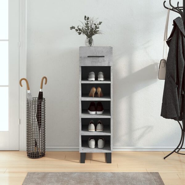 vidaXL Shoe Cabinet Concrete Grey 30x35x105 cm Engineered Wood
