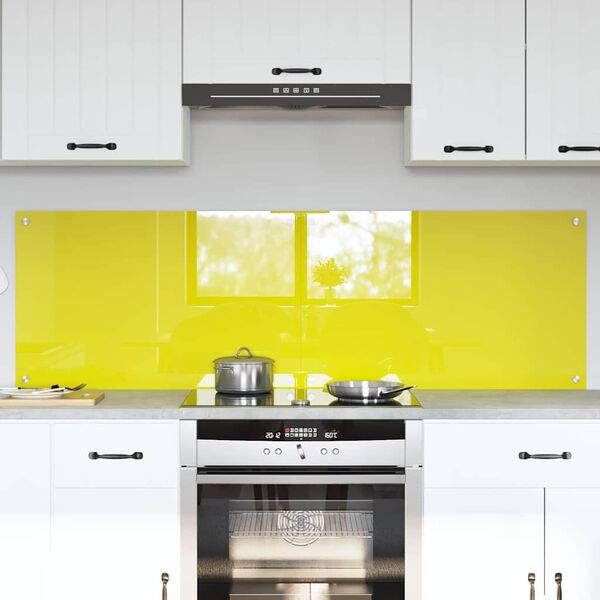 vidaXL Kitchen Backsplash 2 pcs Yellow 80 x 50 cm Tempered Glass