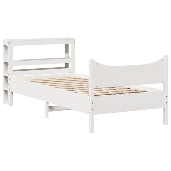 vidaXL Bed Frame with Headboard White 90x200 cm Solid Wood Pine