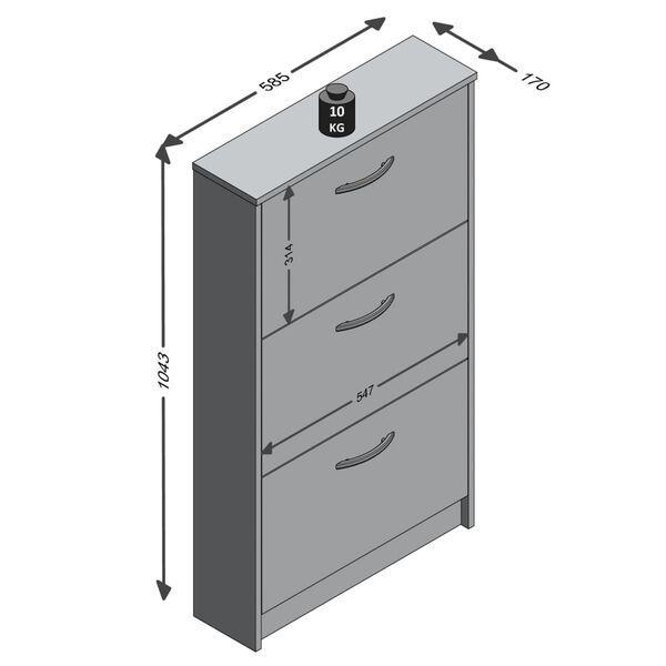 FMD Shoe Cabinet with 3 Tilting Compartments White and Oak