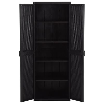 vidaXL Garden Storage Cabinet Black 65x45x172 cm PP Rattan