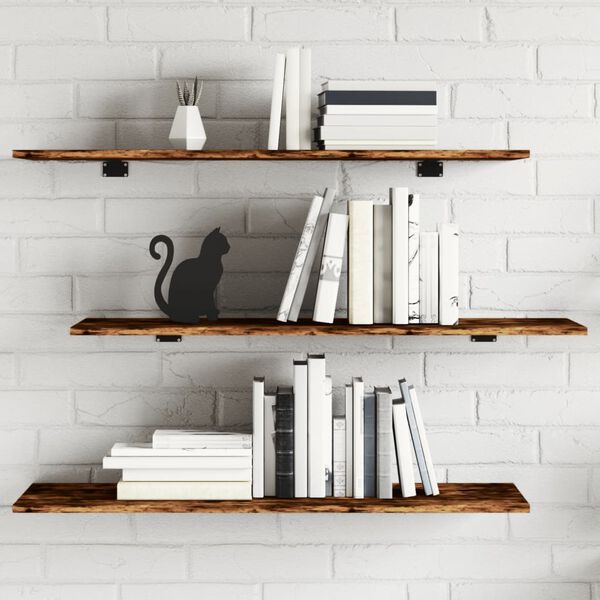 vidaXL Wall Shelves 4 pcs Smoked Oak 100x30x1.5 cm Engineered Wood