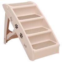 vidaXL Folding Dog Stairs Cream 62x40x49.5 cm