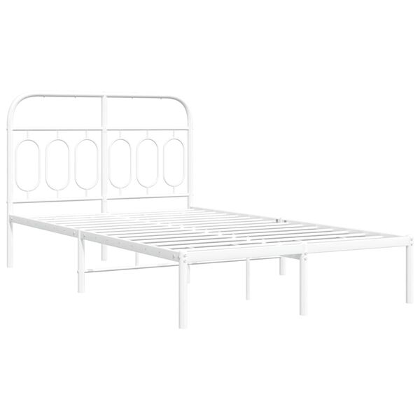 vidaXL Metal Bed Frame without Mattress with Headboard White 120x190cm