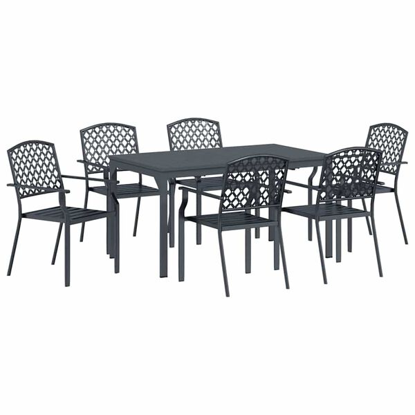 vidaXL Garden Dining Set 7 pcs Anthracite Steel