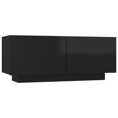 vidaXL Bedside Cabinet High Gloss Black 100x35x40 cm Engineered Wood