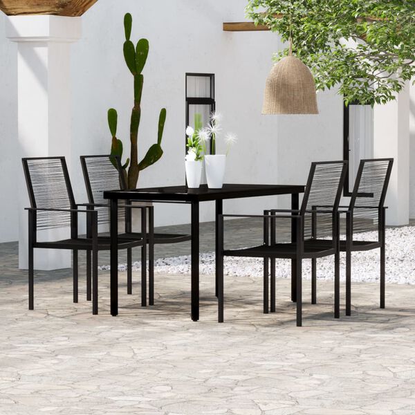 vidaXL 5 Piece Garden Dining Set Black