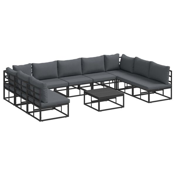 vidaXL Garden Sofa Set with Cushion Black Aluminium