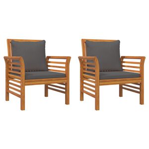 vidaXL Sofa Chair | Set of 2 | Dark Grey | Solid acacia wood | Standard
